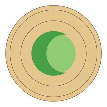 Abstract circular design featuring a green crescent moon within a target symbol with concentric rings vector