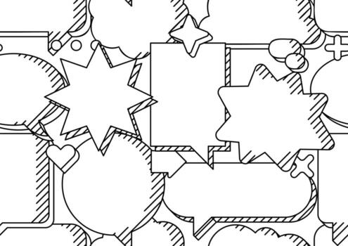 Pattern with line speech bubbles. Decorative abstract objects in line art style. vector