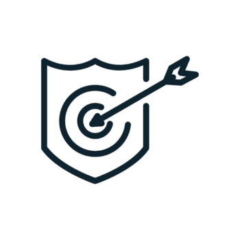 Shield Target Icon in line style. Perfect for apps, websites, UI UX, presentations, or infographics. Editable illustration file with clean design and modern design. Transparent background. png