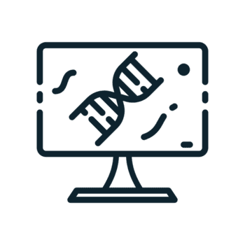 DNA Analytics Icon in line style. Perfect for apps, websites, UI UX, presentations, or infographics. Editable illustration file with clean design and modern design. Transparent background. png