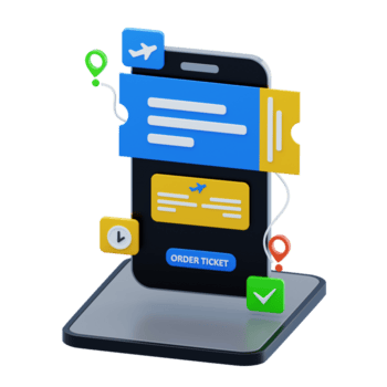 3d isométrico conectados voar bilhete reserva aplicativo png