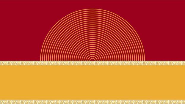 Red and gold geometric background with half circle pattern vector