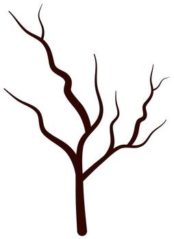 Bare tree branch silhouette with simple brown trunk style vector