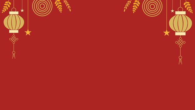 Red festive background with gold lanterns and empty space vector