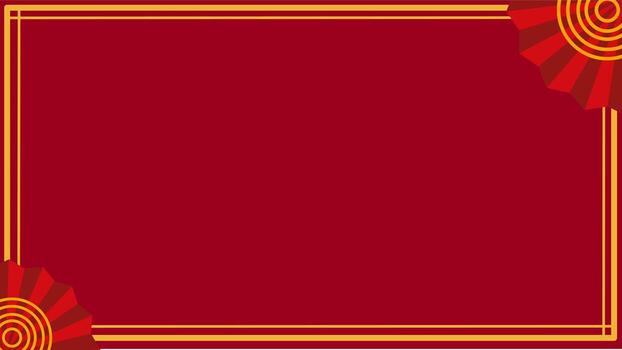 Red and gold rectangular frame with chinese festive border vector