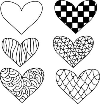 Set of hand drawn heart. Isolated. graphic line illustration. collection scribble markers hearts isolated on white background. for print, scrap booking, graphic design, web and other. vector