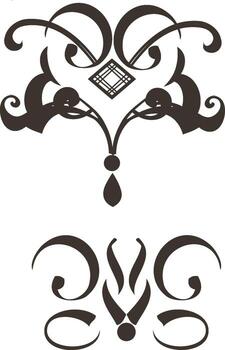 Monochromatic elements showing classic calligraphy design simplicity vector