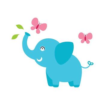 an elephant with butterflies on its trunk vector