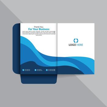 Modern Blue Layered Wave Presentation Folder Template with Professional Design vector