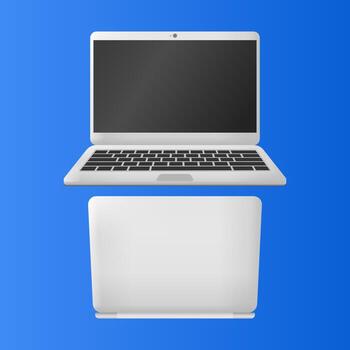 White Laptop Showing Both Front and Back Views. Perfect for Technology and Modern Gadgets. vector