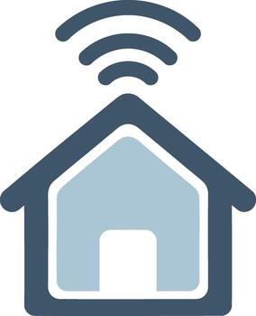Smart Home Technology Icon with Wireless Connection. vector