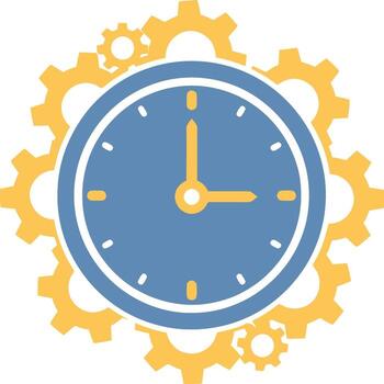 hora administración concepto con un reloj y engranajes vector