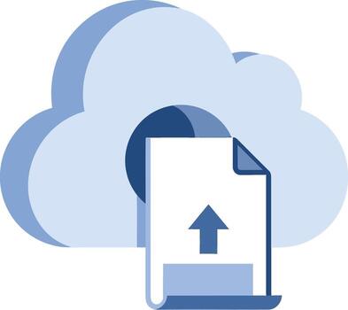 Cloud storage and data upload concept with file icon and arrow. vector