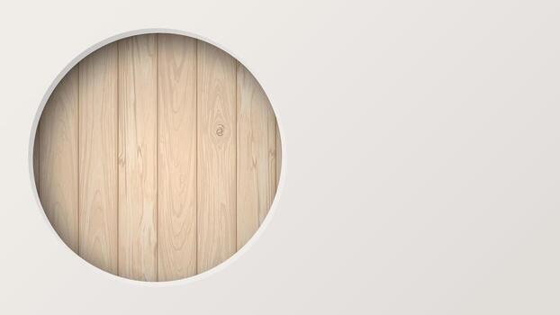 Light cream background with circle frame paper cut style have whitewashed cut timber panels at the back graphic illustration have blank space. vector