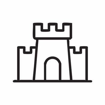 sencillo y negrita castillo ilustración un minimalista icono de cuento de hadas arquitectura y medieval fortificación diseño vector