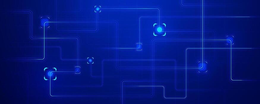 Blue circuit lines forming a technology network background vector
