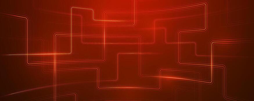 Red glowing curved lines forming an abstract circuit board pattern vector
