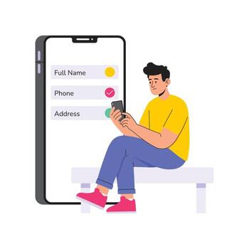 Editing user account or profile data illustration vector