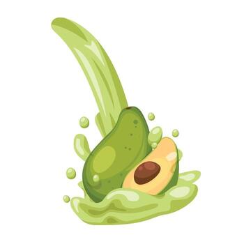 an avocado is being splashed with green liquid vector