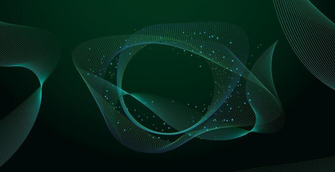 abstract green background with waves and dots vector