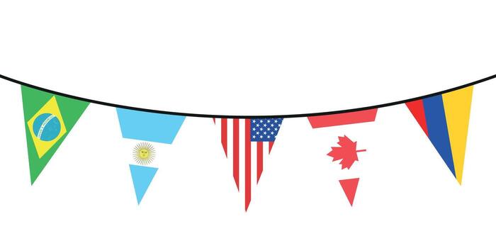 a group of flags hanging from a string vector