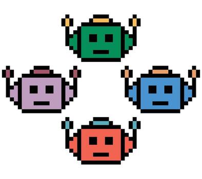 Design pixel art ai with robot robotic machine chat bot machine learning. vector