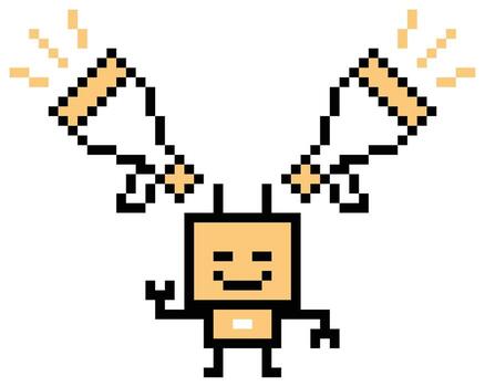 Cartoon ai machine learn robotic robots chat bot art pixel clever. vector