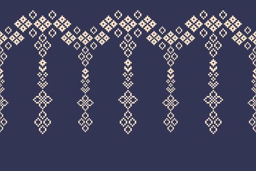 Decor with blue color pattern design ethnic pixel pattern art abstract. vector