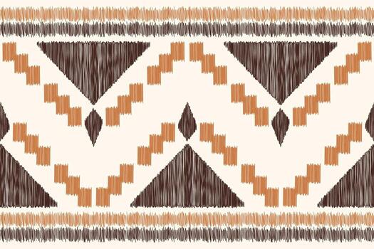 Ikat ethnic design pattern with brown cream color background art. vector