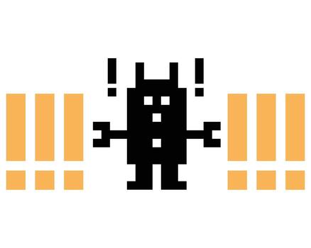 Cartoon 8bit of chat bot robotic robot concept work exclamation alert decorative. vector