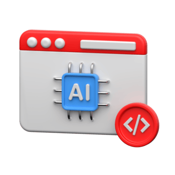 3d ai browser fönster ikon representerar ai webb lösningar. png