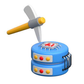 3d picareta mineração criptomoeda base de dados para blockchain tecnologia. png