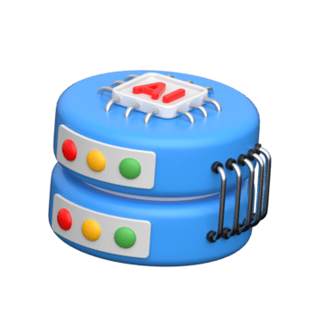 D AI database server icon representing data storage and management. png