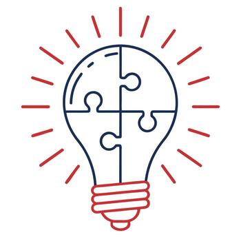 ligero bulbo con rompecabezas rompecabezas piezas dentro simbolizando idea y solución concepto innovación vector