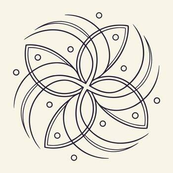 Abstract circular geometric pattern with swirling lines and circles illustration vector