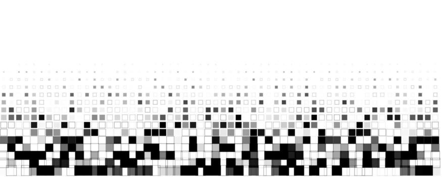 AI Data Background Pattern Texture, Black And White Pixel Square Halftone Wave With Large Copy Space, Clean Tech BG Backdrop Wallpaper For Dashboards, Reports, And Presentations. Illustration vector