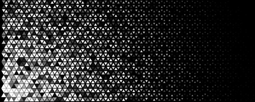 resumen geométrico triángulo modelo antecedentes en negro y blanco degradado, moderno trama de semitonos mosaico con mínimo oscuro estético y tecnología onda. ilustración. vector
