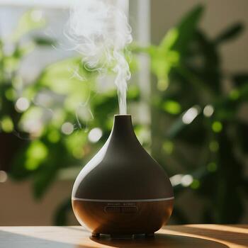 difusor liberando vapor en hogar ajuste para aromaterapia foto