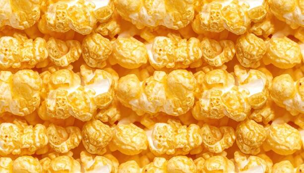 Macro shot showcasing neatly arranged rows of golden, fluffy, and airy snack. The textured surfaces create a repeating pattern, capturing details of light and shadow photo
