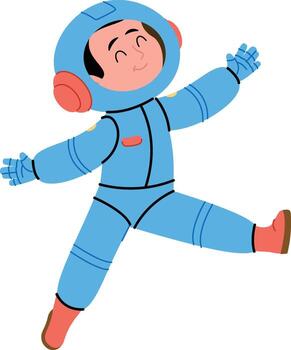 Smiling Astronaut in Spacesuit Flat Illustration vector