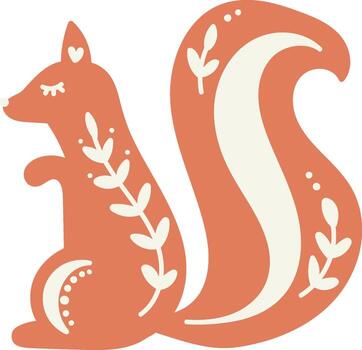 ardilla con floral patrones vector