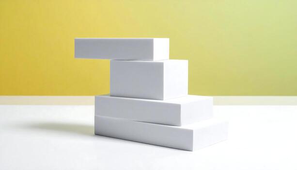 resumen blanco bloques arreglado como escalera en amarillo y verde degradado antecedentes para creativo conceptos y producto monitor foto