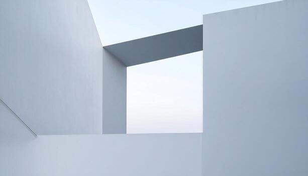 Minimalist Architectural Abstract White and Gray Modern Structure with Geometric Lines, architecture detail photo