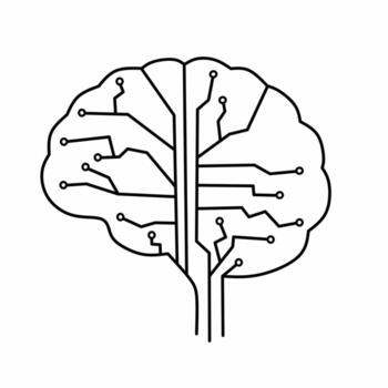 Mind connected through digital circuits vector