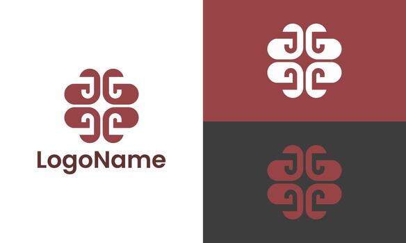 Abstract organic logo design with four swirling elements in a symmetrical pattern vector