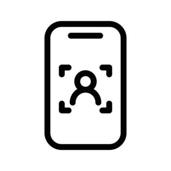 Face identification on mobile phone outline icon design good for web or mobile app vector