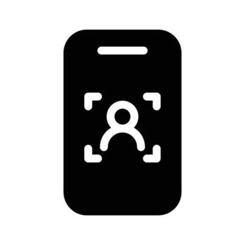 Face identification on mobile phone solid icon design good for web or mobile app vector