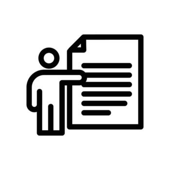 human hold document outline icon design good for web or mobile app vector
