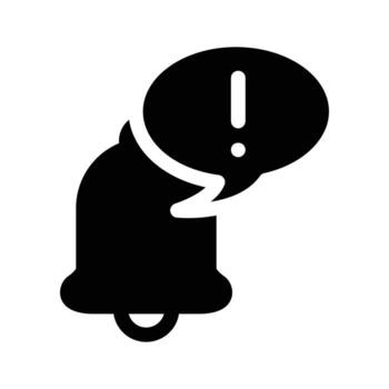 notification bell allert message solid icon design for web or mobile app vector