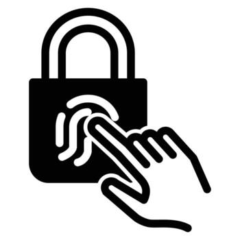 Fingerprint with lock and hand solid icon design good for web or mobile app vector